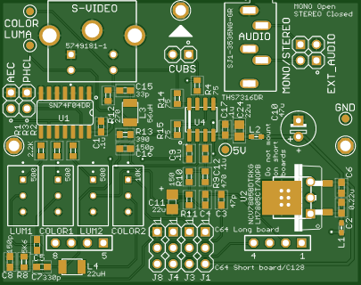 Commodore 64 128 S-Video AUDIO jack RF modulator bypass replacement Jail bars removal long short board clear video