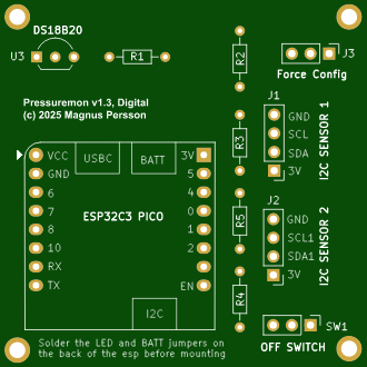 Pressuremon PCB for Digital Sensors v1.3