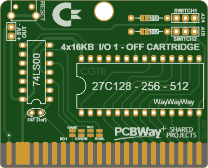 C64 4x16KB I/O1 AUTOMATIC SHUT-OFF CARTRIDGE