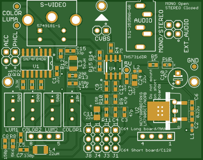 Commodore 64 128 S-Video AUDIO jack RF modulator bypass replacement Jail bars removal long short board clear video