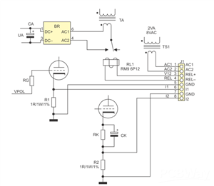 Measurement of the current of the anode of the output tubes.