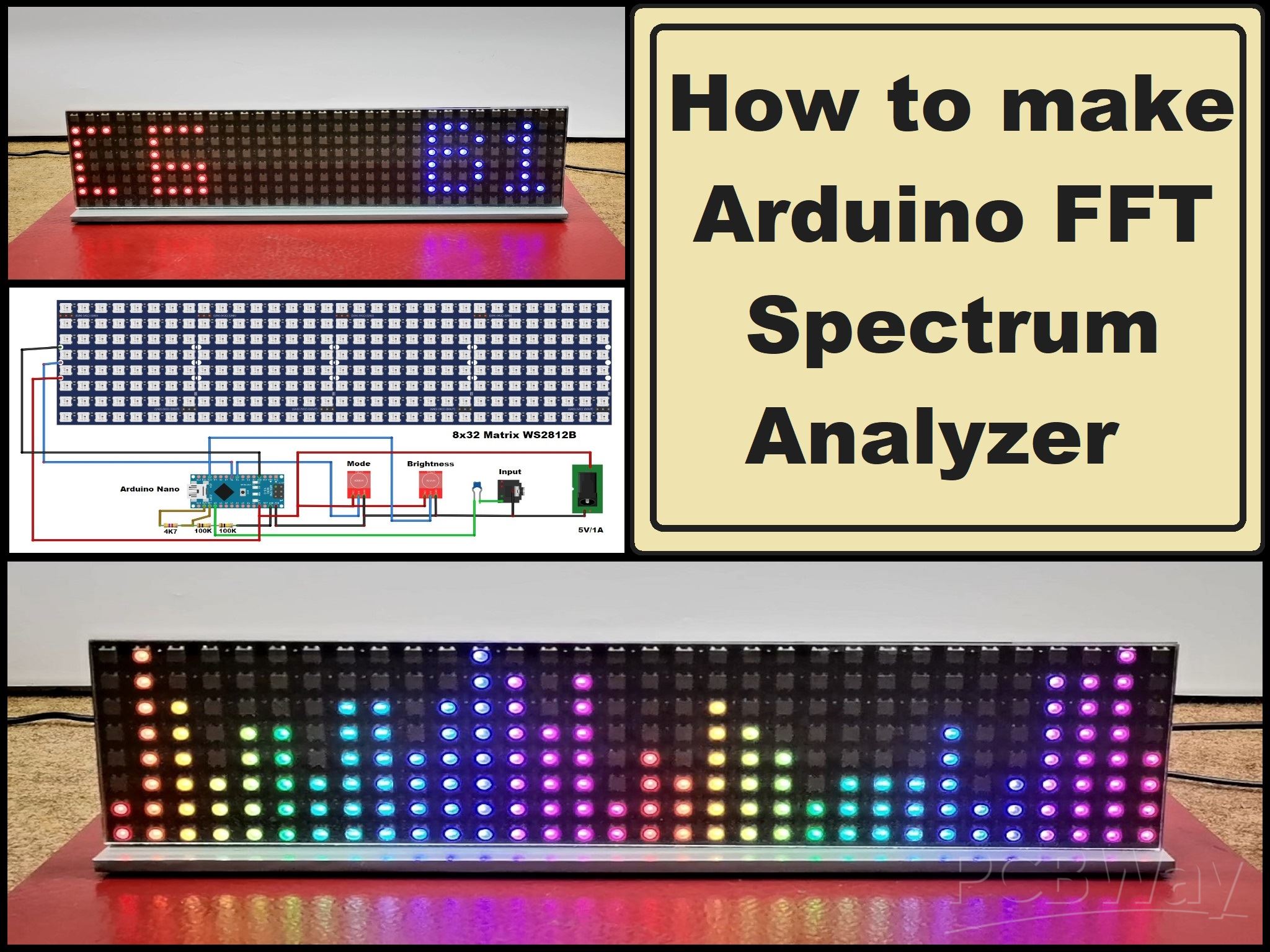 thumbnail image 2 of Douk Audio 80-LED VU Meter – RGB Music Audio Spectrum Dot Matrix Display – MIC/LINE – PJ642 2 of 5