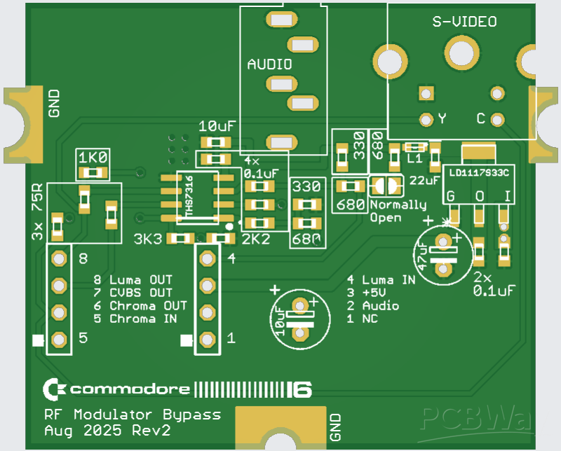 Commodore 16 (C16) Plus 4 RF modulator audio s-video replacement